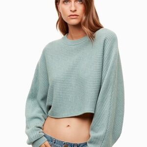 Wilfred Mint Green Cropped Crew Neck Sweater